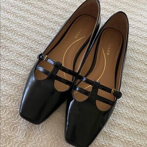 Cole Haan Bridig t-strap square toed ballet flats EUC 7 1/2 EUC black